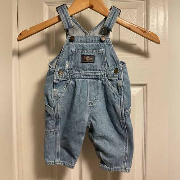 Vintage Baby B’Gosh Vestbak Oshkosh overalls jeans denim sz.6/9 mo mos - Picture 1 of 6